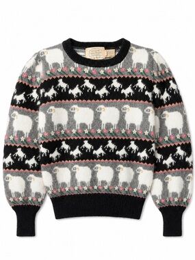 VTG 80s Moussie Susan Bristol Sheep Sweater Shetland Wool Angora Cottagecore-Sm